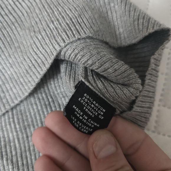 525 America Crystal Bumblebee Embelishments Grey Ribbed Knit Short Sleeve Shirt - Picture 6 of 6